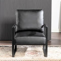 Poltrona d'Appoggio Hosam Mid-Century di US Pride Furniture – Rivestimento in PU/Microfibra, Braccioli in Metallo Aperto Quadrato, Struttura Nera Spazzolata