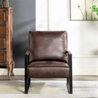 Poltrona d'Appoggio Hosam Mid-Century di US Pride Furniture – Rivestimento in PU/Microfibra, Braccioli in Metallo Aperto Quadrato, Struttura Nera Spazzolata