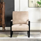 Poltrona d'Appoggio Hosam Mid-Century di US Pride Furniture – Rivestimento in PU/Microfibra, Braccioli in Metallo Aperto Quadrato, Struttura Nera Spazzolata