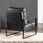 Poltrona d'Appoggio Hosam Mid-Century di US Pride Furniture – Rivestimento in PU/Microfibra, Braccioli in Metallo Aperto Quadrato, Struttura Nera Spazzolata