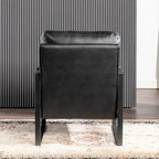 Poltrona d'Appoggio Hosam Mid-Century di US Pride Furniture – Rivestimento in PU/Microfibra, Braccioli in Metallo Aperto Quadrato, Struttura Nera Spazzolata