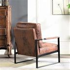 Poltrona d'Appoggio Hosam Mid-Century di US Pride Furniture – Rivestimento in PU/Microfibra, Braccioli in Metallo Aperto Quadrato, Struttura Nera Spazzolata