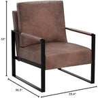 Poltrona d'Appoggio Hosam Mid-Century di US Pride Furniture – Rivestimento in PU/Microfibra, Braccioli in Metallo Aperto Quadrato, Struttura Nera Spazzolata