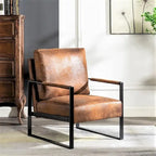 Poltrona d'Appoggio Hosam Mid-Century di US Pride Furniture – Rivestimento in PU/Microfibra, Braccioli in Metallo Aperto Quadrato, Struttura Nera Spazzolata