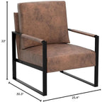 Poltrona d'Appoggio Hosam Mid-Century di US Pride Furniture – Rivestimento in PU/Microfibra, Braccioli in Metallo Aperto Quadrato, Struttura Nera Spazzolata