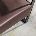 Poltrona d'Appoggio Hosam Mid-Century di US Pride Furniture – Rivestimento in PU/Microfibra, Braccioli in Metallo Aperto Quadrato, Struttura Nera Spazzolata