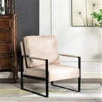 Poltrona d'Appoggio Hosam Mid-Century di US Pride Furniture – Rivestimento in PU/Microfibra, Braccioli in Metallo Aperto Quadrato, Struttura Nera Spazzolata