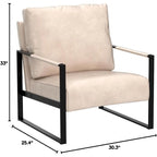 Poltrona d'Appoggio Hosam Mid-Century di US Pride Furniture – Rivestimento in PU/Microfibra, Braccioli in Metallo Aperto Quadrato, Struttura Nera Spazzolata