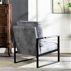 Poltrona d'Appoggio Hosam Mid-Century di US Pride Furniture – Rivestimento in PU/Microfibra, Braccioli in Metallo Aperto Quadrato, Struttura Nera Spazzolata