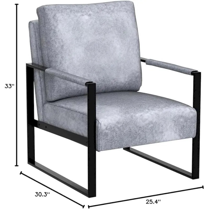 Poltrona d'Appoggio Hosam Mid-Century di US Pride Furniture – Rivestimento in PU/Microfibra, Braccioli in Metallo Aperto Quadrato, Struttura Nera Spazzolata