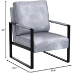 Poltrona d'Appoggio Hosam Mid-Century di US Pride Furniture – Rivestimento in PU/Microfibra, Braccioli in Metallo Aperto Quadrato, Struttura Nera Spazzolata