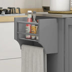 Isola da Cucina Mobile su Ruote con Cassetto, 3 Armadietti e Piano di Lavoro in Acciaio Inox