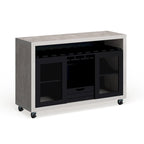 Mobili di America Sene Carrello Buffet Contemporaneo – 4 Ripiani, Portabottiglie & Portacalici, Nero o Noce