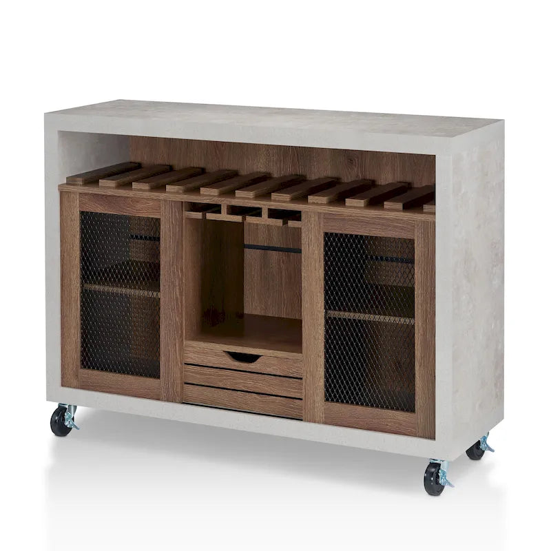 Mobili di America Sene Carrello Buffet Contemporaneo – 4 Ripiani, Portabottiglie & Portacalici, Nero o Noce