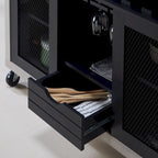 Mobili di America Sene Carrello Buffet Contemporaneo – 4 Ripiani, Portabottiglie & Portacalici, Nero o Noce