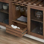 Mobili di America Sene Carrello Buffet Contemporaneo – 4 Ripiani, Portabottiglie & Portacalici, Nero o Noce