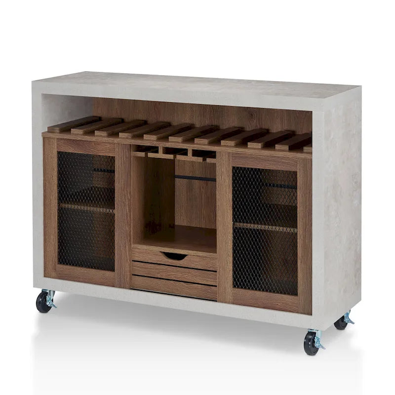 Mobili di America Sene Carrello Buffet Contemporaneo – 4 Ripiani, Portabottiglie & Portacalici, Nero o Noce
