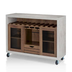 Mobili di America Sene Carrello Buffet Contemporaneo – 4 Ripiani, Portabottiglie & Portacalici, Nero o Noce