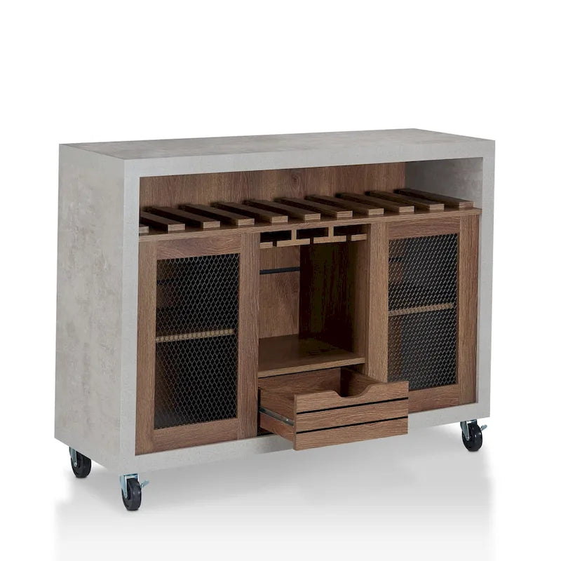 Mobili di America Sene Carrello Buffet Contemporaneo – 4 Ripiani, Portabottiglie & Portacalici, Nero o Noce