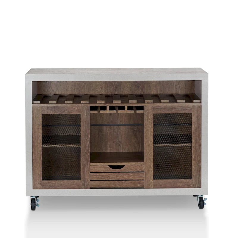 Mobili di America Sene Carrello Buffet Contemporaneo – 4 Ripiani, Portabottiglie & Portacalici, Nero o Noce