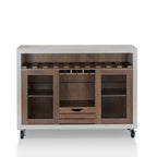 Mobili di America Sene Carrello Buffet Contemporaneo – 4 Ripiani, Portabottiglie & Portacalici, Nero o Noce