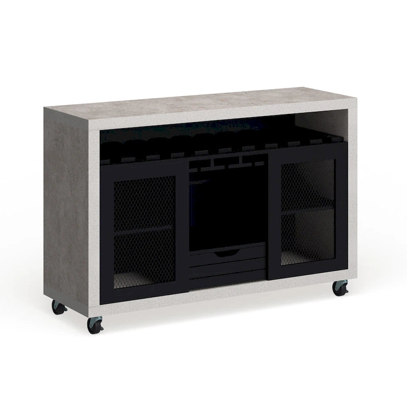 Mobili di America Sene Carrello Buffet Contemporaneo – 4 Ripiani, Portabottiglie & Portacalici, Nero o Noce