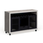 Mobili di America Sene Carrello Buffet Contemporaneo – 4 Ripiani, Portabottiglie & Portacalici, Nero o Noce