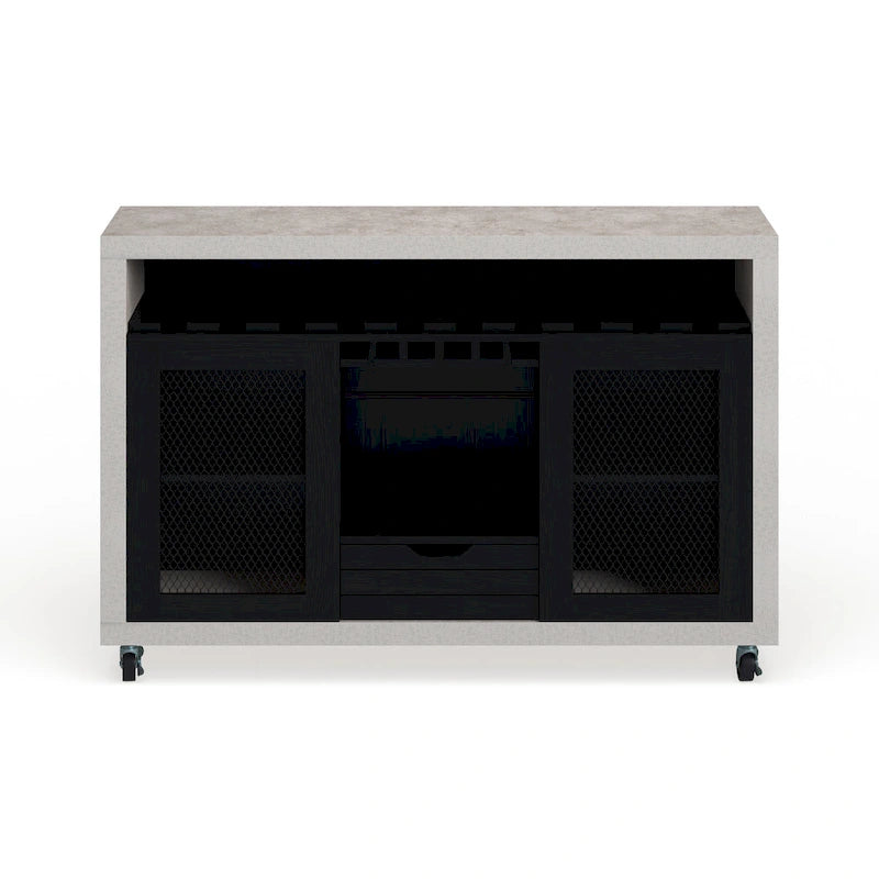 Mobili di America Sene Carrello Buffet Contemporaneo – 4 Ripiani, Portabottiglie & Portacalici, Nero o Noce