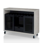 Mobili di America Sene Carrello Buffet Contemporaneo – 4 Ripiani, Portabottiglie & Portacalici, Nero o Noce