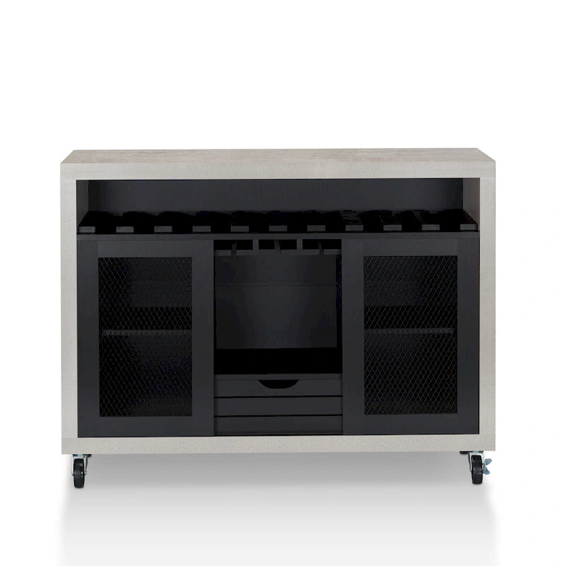 Mobili di America Sene Carrello Buffet Contemporaneo – 4 Ripiani, Portabottiglie & Portacalici, Nero o Noce