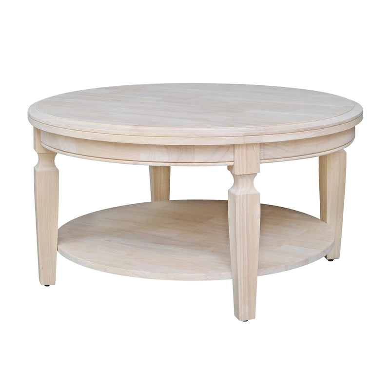 Tavolino rotondo Vista International Concepts – Parawood massiccio, ripiano inferiore, finiture multiple, 38"