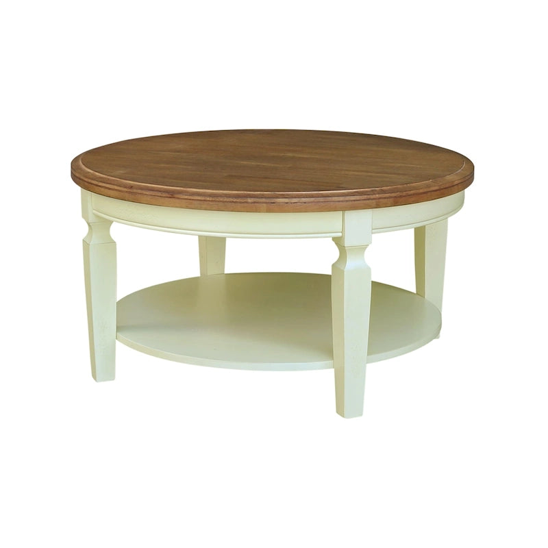 Tavolino rotondo Vista International Concepts – Parawood massiccio, ripiano inferiore, finiture multiple, 38"