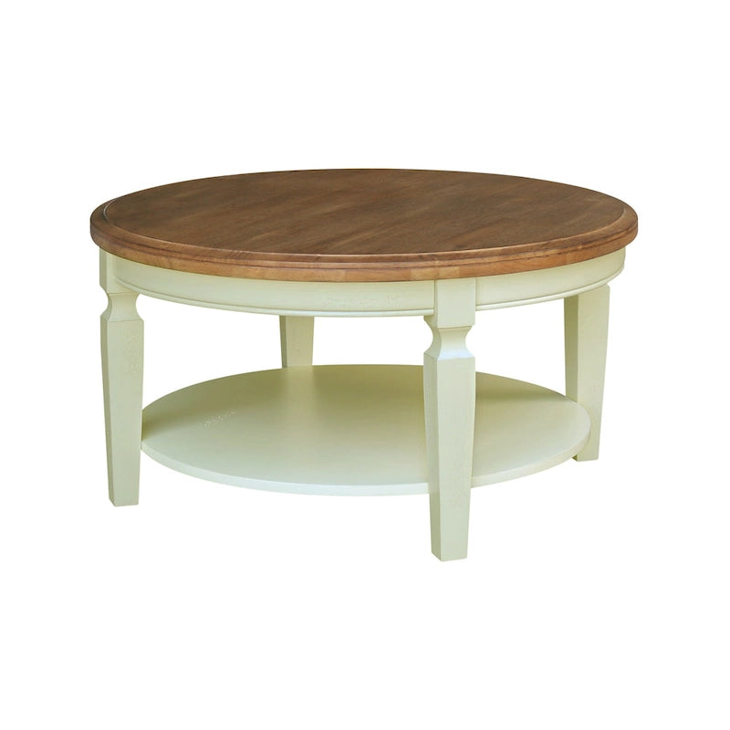 Tavolino rotondo Vista International Concepts – Parawood massiccio, ripiano inferiore, finiture multiple, 38"