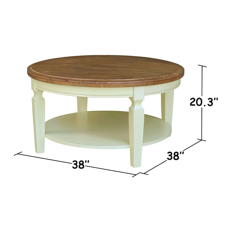 Tavolino rotondo Vista International Concepts – Parawood massiccio, ripiano inferiore, finiture multiple, 38"