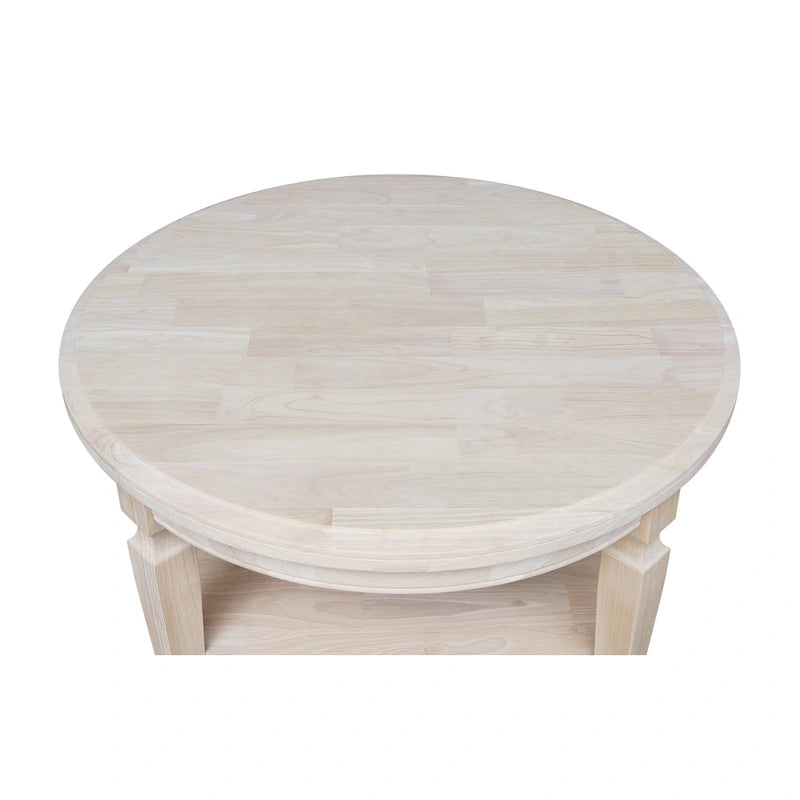 Tavolino rotondo Vista International Concepts – Parawood massiccio, ripiano inferiore, finiture multiple, 38"