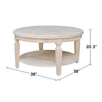 Tavolino rotondo Vista International Concepts – Parawood massiccio, ripiano inferiore, finiture multiple, 38"