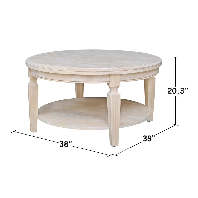 Tavolino rotondo Vista International Concepts – Parawood massiccio, ripiano inferiore, finiture multiple, 38"