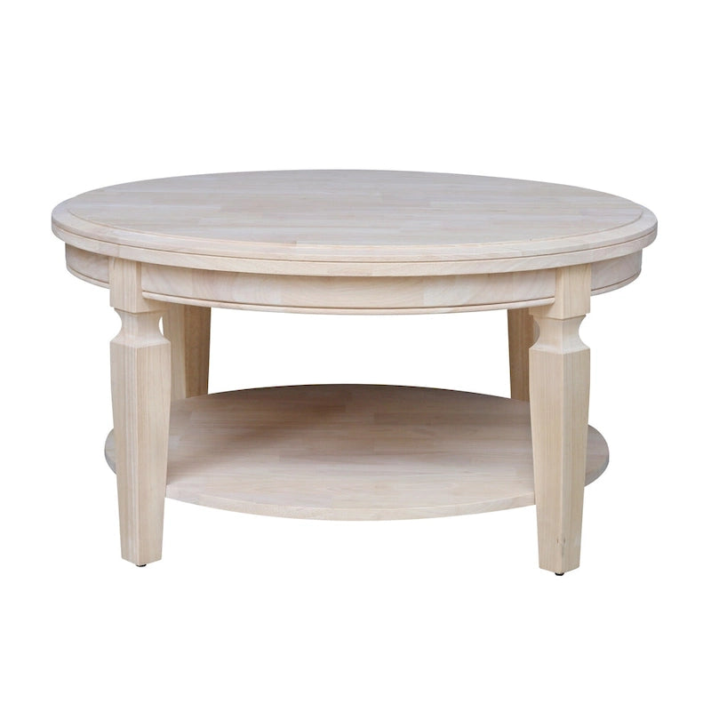 Tavolino rotondo Vista International Concepts – Parawood massiccio, ripiano inferiore, finiture multiple, 38"