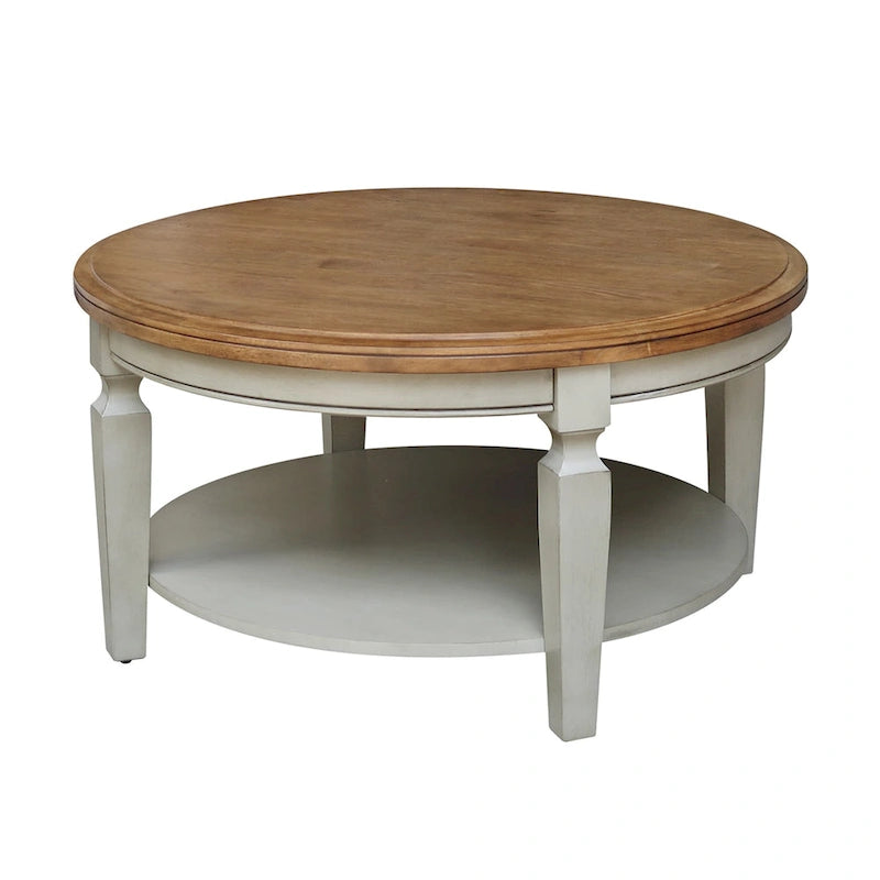 Tavolino rotondo Vista International Concepts – Parawood massiccio, ripiano inferiore, finiture multiple, 38"