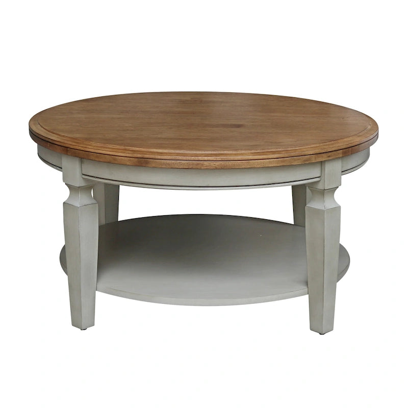 Tavolino rotondo Vista International Concepts – Parawood massiccio, ripiano inferiore, finiture multiple, 38"
