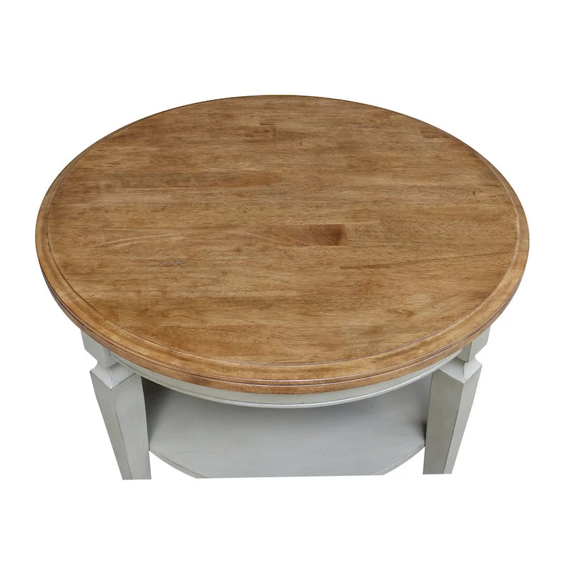 Tavolino rotondo Vista International Concepts – Parawood massiccio, ripiano inferiore, finiture multiple, 38"