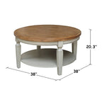 Tavolino rotondo Vista International Concepts – Parawood massiccio, ripiano inferiore, finiture multiple, 38"