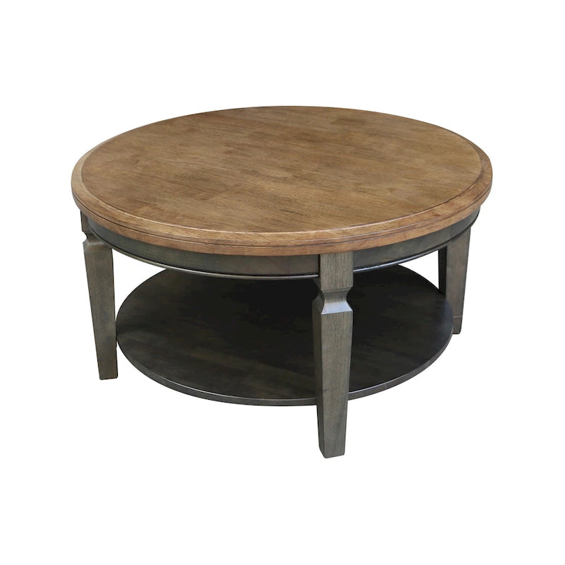 Tavolino rotondo Vista International Concepts – Parawood massiccio, ripiano inferiore, finiture multiple, 38"