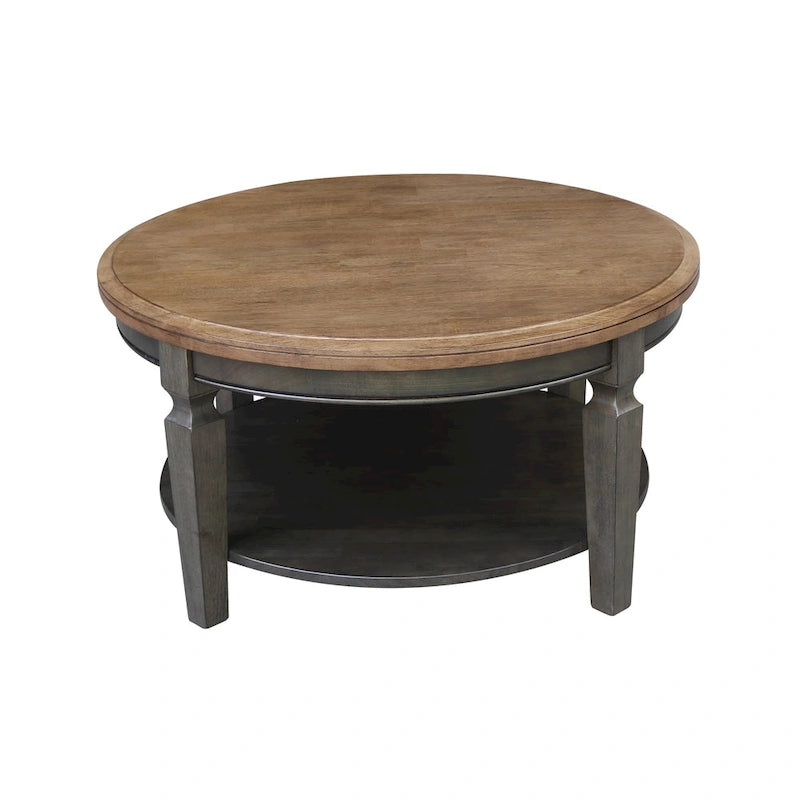 Tavolino rotondo Vista International Concepts – Parawood massiccio, ripiano inferiore, finiture multiple, 38"