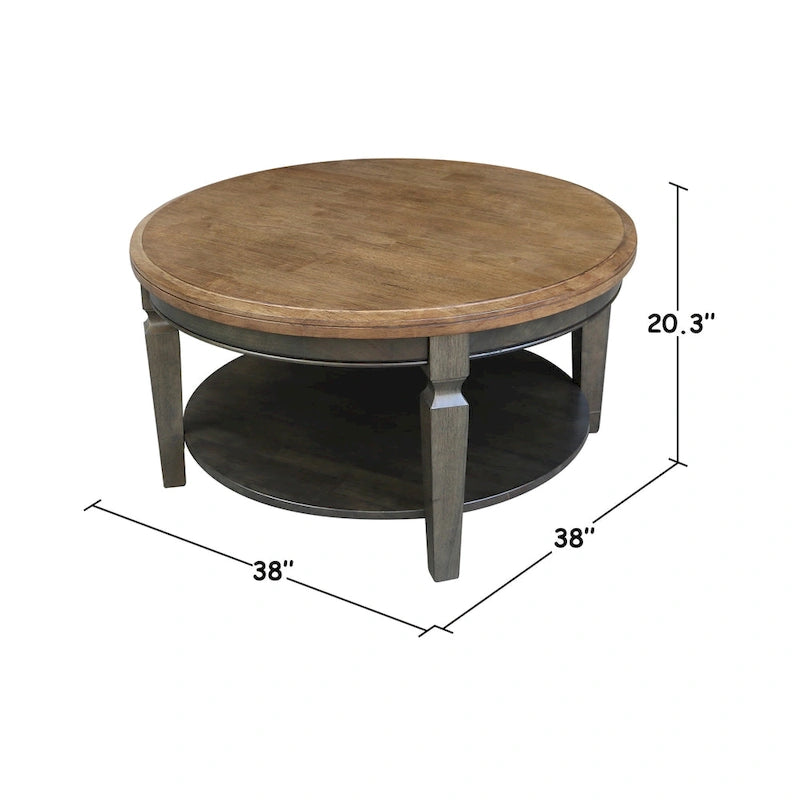 Tavolino rotondo Vista International Concepts – Parawood massiccio, ripiano inferiore, finiture multiple, 38"