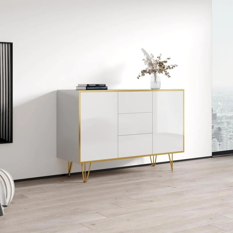 Madia moderna Peri 55" – Ante laccate lucide, struttura opaca, buffet e credenza di fabbricazione UE