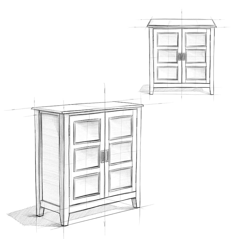 Mobiletto basso contenitore WYNDENHALL Portland in legno massello – 30"L, 2 ripiani regolabili, finitura laccata NC, 1 anno di garanzia