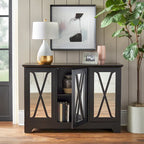 Simple Living Reflections Credenza Specchio – Ante a X, 3 Ripiani Regolabili, Finitura Invecchiata, 132 cm L