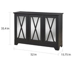 Simple Living Reflections Credenza Specchio – Ante a X, 3 Ripiani Regolabili, Finitura Invecchiata, 132 cm L
