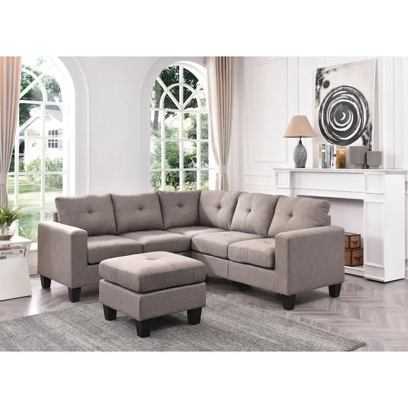 Glory Furniture Divano Sezionale in Tessuto Twill Newbury – Seduta con Molle Insacchettate, Larghezza 82", Ideale per Spazi Piccoli